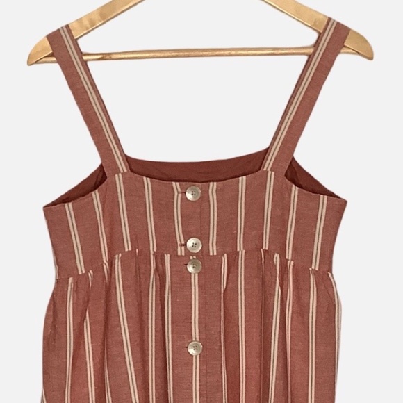MADEWELL linen blend seamed midi dress in stripe - Picture 5 of 5